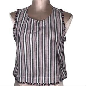 Cloth & Stone Stripe Crop Raw Hem Top Sz XS